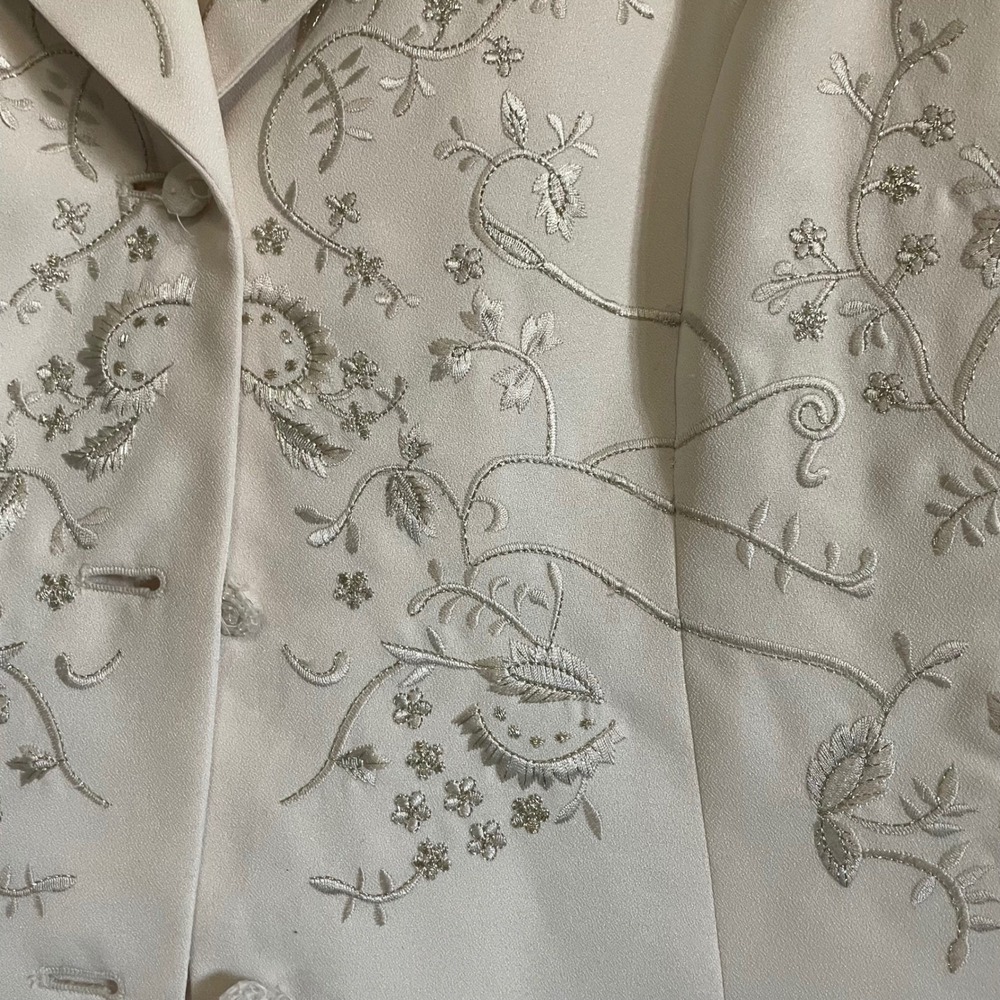 Vintage Tower Hill Collection Skirt Suit Set Floral Applique Button Front 16 - Picture 5 of 6